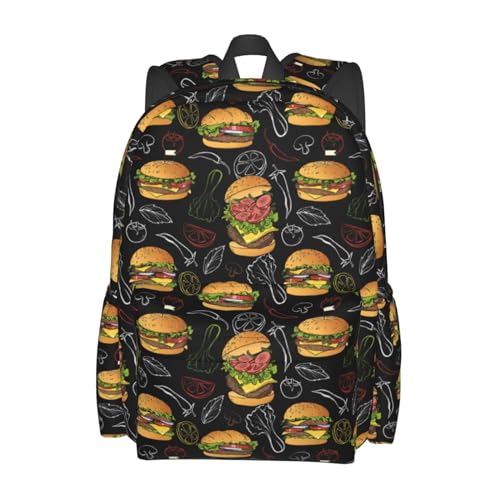 Odfovowo Mochila de viagem para mulheres, homens, trabalho, laptop, mochila de mão, mochila para computador, para caminhadas, escaladas, presentes, Mochila - hambúrguer, One Size, Mochilas de mochila