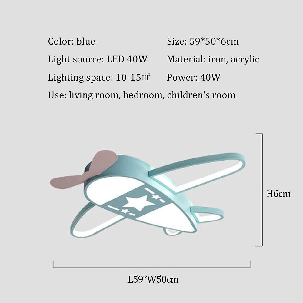 Flugzeug Rakete Deckenleuchte Sterne Kinderleuchten Acryl Deckenlampe Beleuchtung Ultradünn LED Dimmbare Energiesparende Lampe Babyzimmer Schlafzimmer Wohnzimmer Kinderzimmer Cartoon Lichter,Blau,59cm