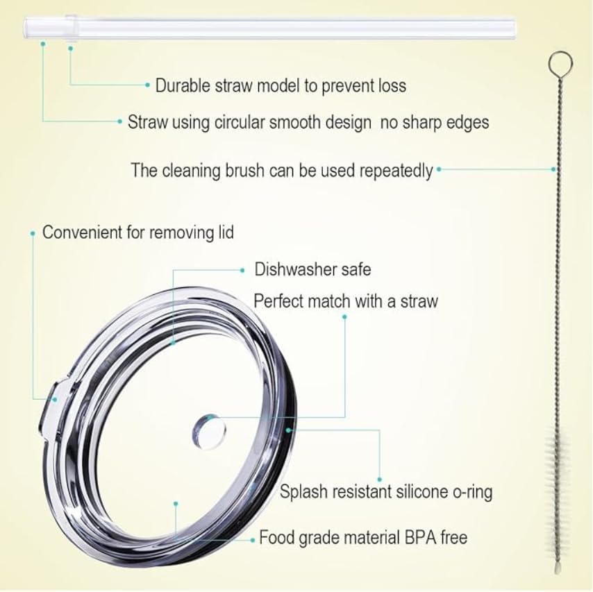 Spill Proof Lid With Straw For 30oz 42oz YETI Rambler, Tumbler, Ozark Trail cup and other brands Vacuum insulation stainless steel 30 oz Tumblers (30oz) - Image 2