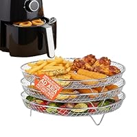 Avilia – Griglia per Friggitrice ad Aria 3 Livelli Impilabili Rotonda in Acciaio Inossidabile, Accessorio Multiuso Facile da Pulire per Cottura Uniforme e Croccante