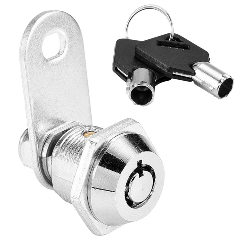 Xisfriean Silver Thread Tubular Cam Lock 16Mm Zinc Alloy Security Mailbox Lock With 2 Keys Cylinder Lock For Cabinet Drawer Door Cupboard Letterbox (17Mm)