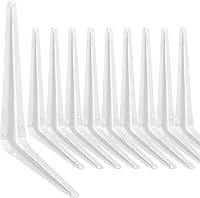 aosdanting 12x10 Inch White L Shelf Brackets 10 Pack - Heavy Duty Steel Rustproof Supports for Shelves, Bookshelves, Kitchen & Garage