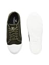 SHOECUBE Casual Lace-Up Sneakers with Textured Fabric Upper and White Contrast Sole for Everyday Use gallery image