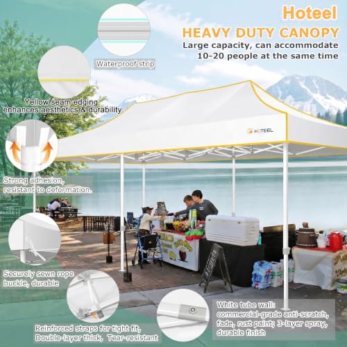 Image of Hoteel 10x20 Heavy Duty Pop Up Canopy Tent with 6 Sidewalls, White