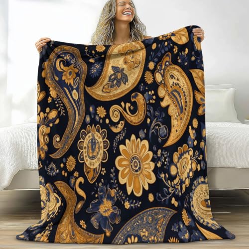 Kuscheldecke Flanelldecke 180 x 200 cm Paisley-Blumenmuster Flauschig Weich Warm Tagesdecke, Mehrfarbig Plüsch Wohndecke Fleecedecke Für Kinder Erwachsene Winter Weiche Decke