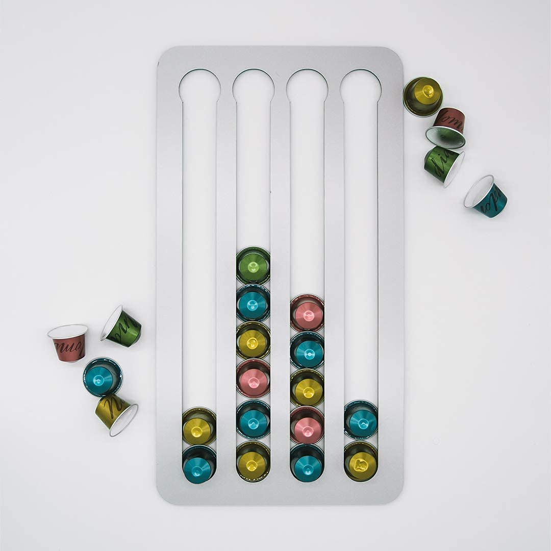 PODY® • Supporto, organizzazione per capsule, cialde di caffè • adesivo • compatibile con Nespresso Classic • alluminio composito argento