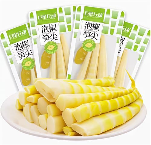 MKSDDF-Pousses De Bambou Pimentées À L'Ail (9x28g) – Snack Asiatique Croquant & Prêt À Déguster | Vegan & Sans Gluten À Emporter Facilement | Saveur...