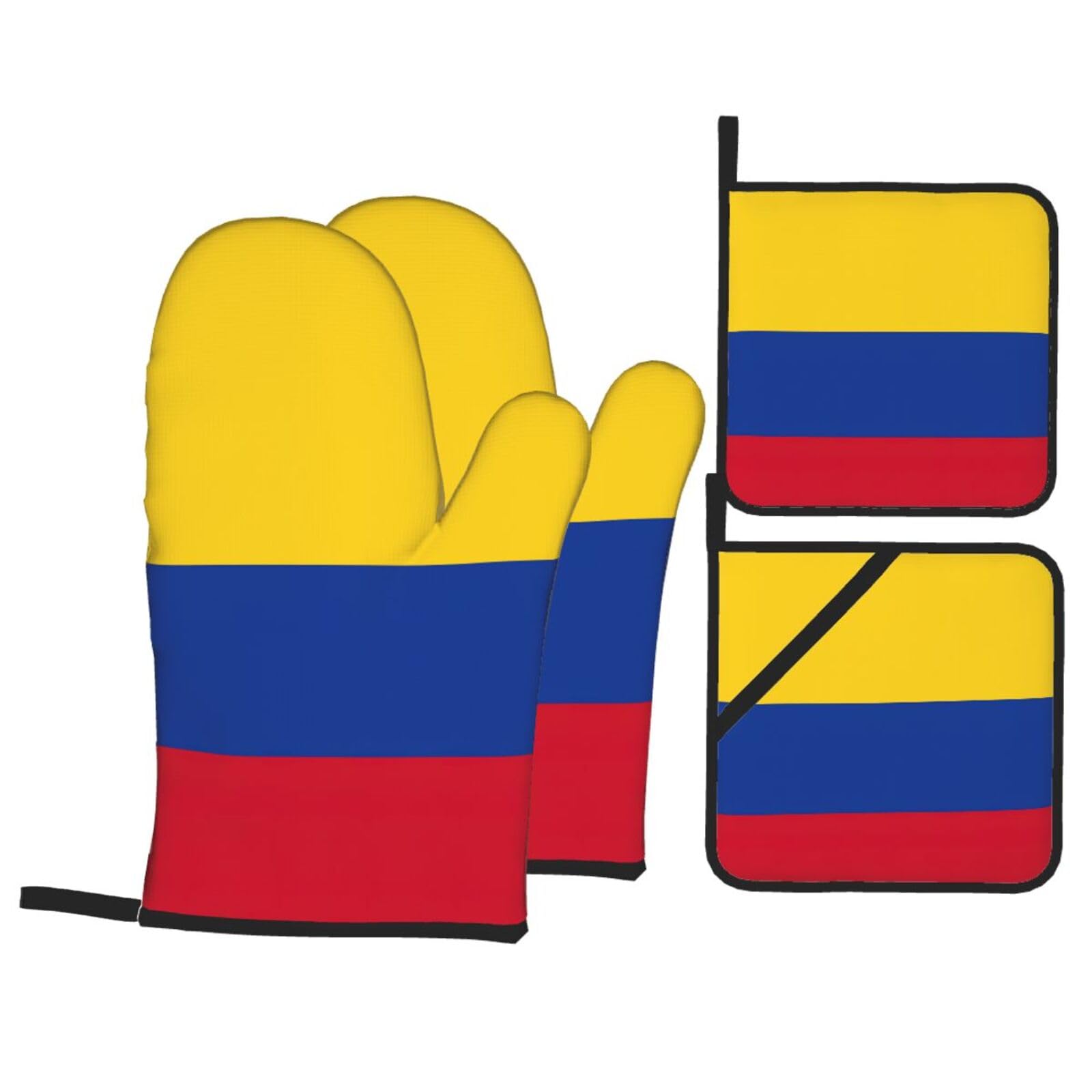 Flag of Colombia Print Oven Microwaving Waterproof Kitchen Gloves for Baking Grilling Holiday Cooking