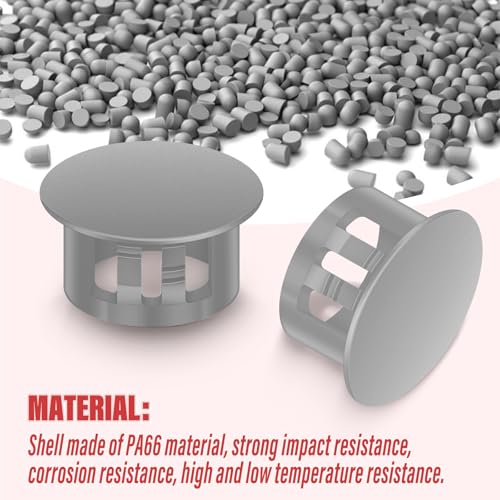 Image of 50PCS 7 /8 inch Grey Plastic Plugs Hole, Round PA66 Plug Furniture Hole Decorative Cover