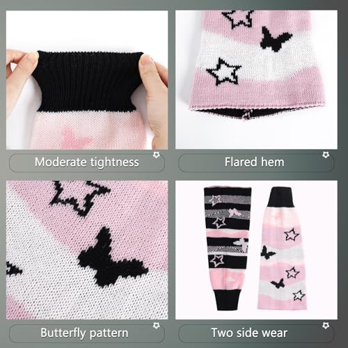 Image of Junely 2 Pairs Leg Warmers for Women Kawaii Leg Warmer Cute Legwarmers Japanese Socks Halloween Goth Emo Gyaru Accessories