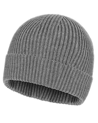 Zylioo Large Winter Knit Beanie Cap,Warm Skully Caps For Big Heads,Ribbed Cuffed Cap,Big Size Watch Cap For Outdoor Gray #TOP28