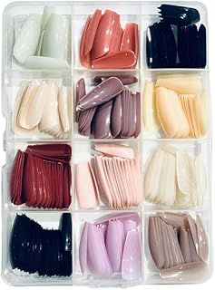 أظافر صناعية لامعة تثبت بالضغط، مجموعة أظافر تركيب عن طريق الضغط بتغطية كاملة، 12 لون، شكل مستطيل وقصير وبيضاوي للنساء والبنات، 288 قطعة (لامعة)-H