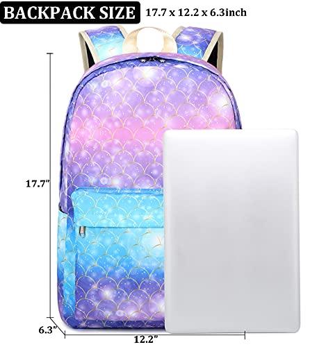 Jianya Backpack For Girls School Backpacks Lunch Box Set Mermaid Scales Teen Girl Bookbag School Bag #TOP4