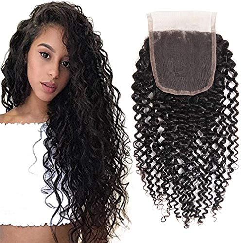 Lace Closure Kinky Curly Brazilian Virgin Human Hair Closure 4 * 4 Inch Free Part (1Piece, 12 Inch) Cover