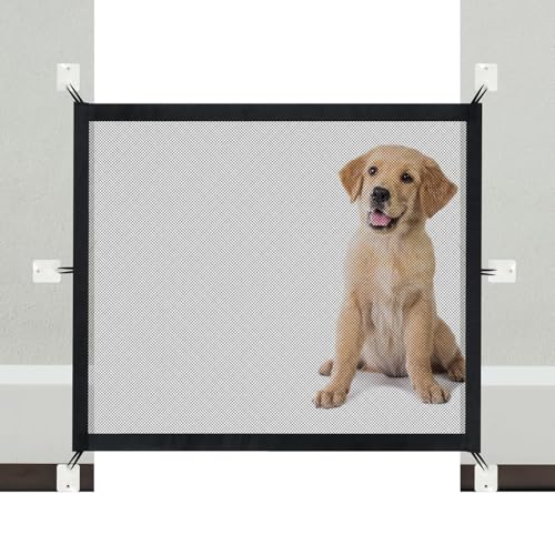 Gcffom Treppenschutzgitter Hund,Tierschutzgitter,Hundeschutzgitter Zusammenklappbar,Absperrgitter Hund,Türschutzgitter Ohne Bohren für Treppen,Türen,Flur(100 * 78cm,Schwarz)