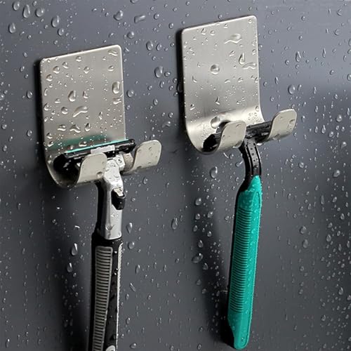 Stainless Steel Storage Rack, No Drilling Wall-Mounted Self-Adhesive Hook, Bathroom Shaver and Plug Organizer