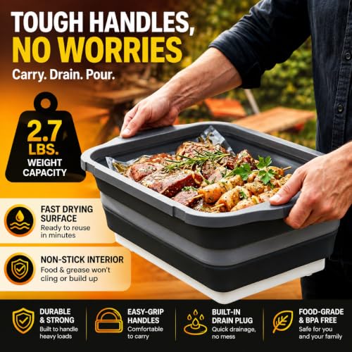 Collapsible BBQ Prep Tub - for Marinating Meal Prep Washing - Image 9