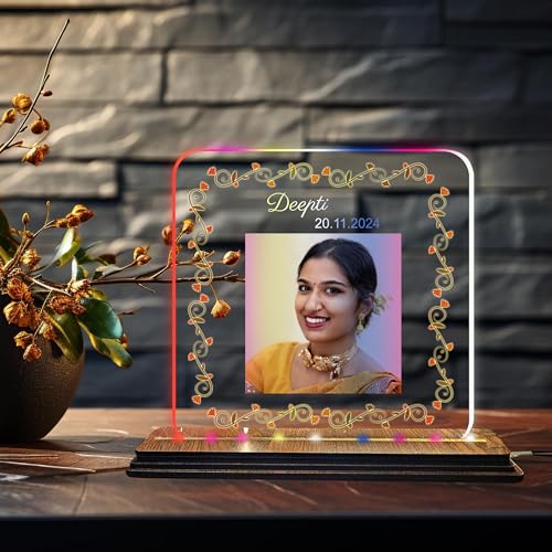 Image of Brown Cloud Personalized Name Photo LED Night Lamp Customized Gift for Men Women Husband Wife Girlfriend Boyfriend Birthday Marriage Anniversary Festivals Decoration(LED RBW NL AO 001)(D5)