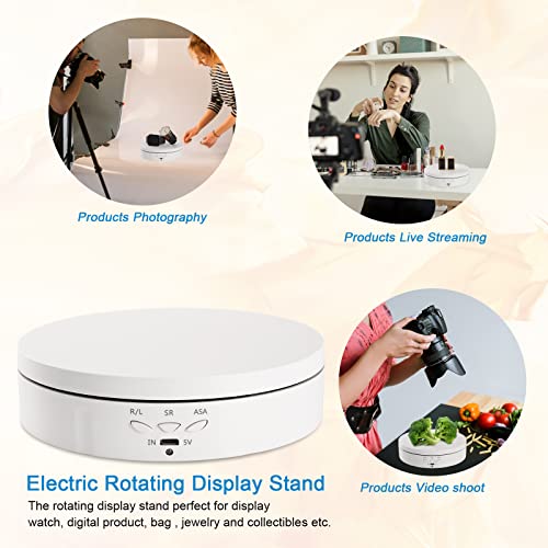 Image of 5.74 Motorized Rotating Display Stand for Jewelry 22lbs Load 360 Degree Electronic Turntable Display Stand with USB Charging Port for Photography Products,3D Model,cake