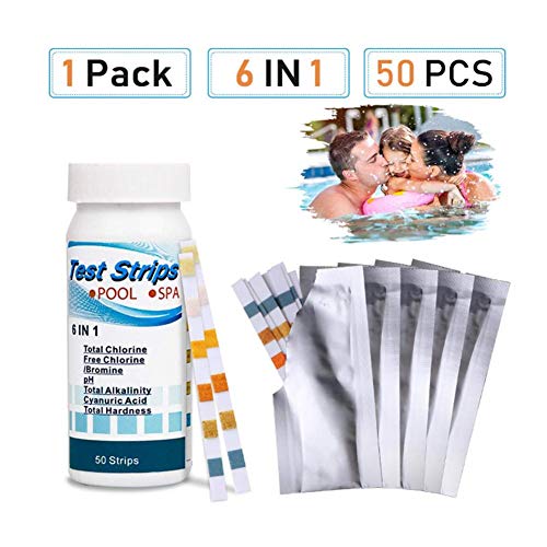 100PCS Pool Test Strips 6 in 1 Spa Bath Water Quality Test PH Total Chlorine Alkalinity Cyanuric Acid Total Hardness with Pool Earplugs