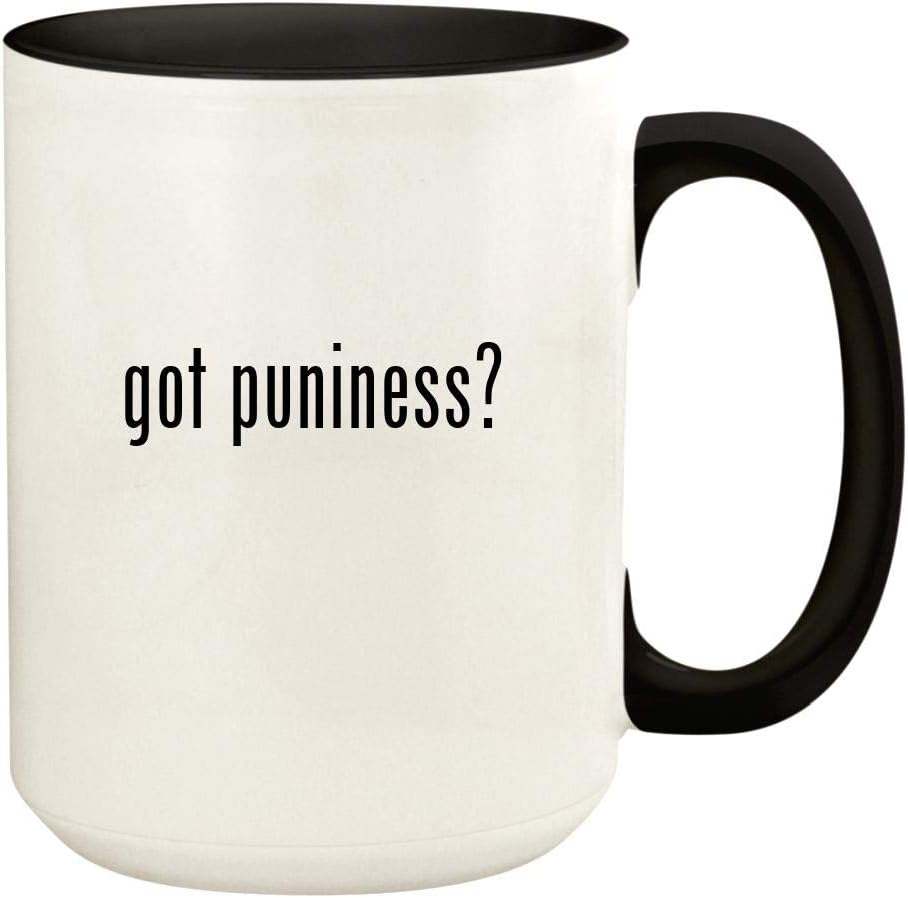 got puniness? - 15oz Ceramic Colored Handle and Inside Coffee Mug Cup, Black
