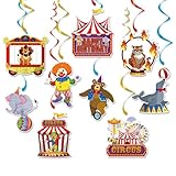 9pcs Carnival Hanging Swirl Decorations Circus Animal Party Decorations Baby Shower Decor Tiger Clown Bear Elephant Lion Birthday Party Supplies