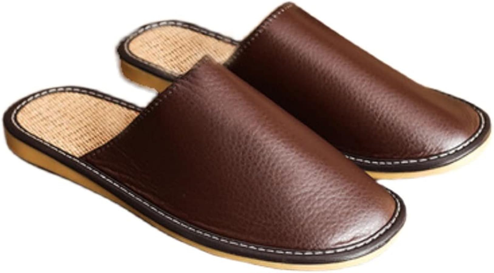 Amazon.com | Leather Slippers For Men Indoor Outdoor 