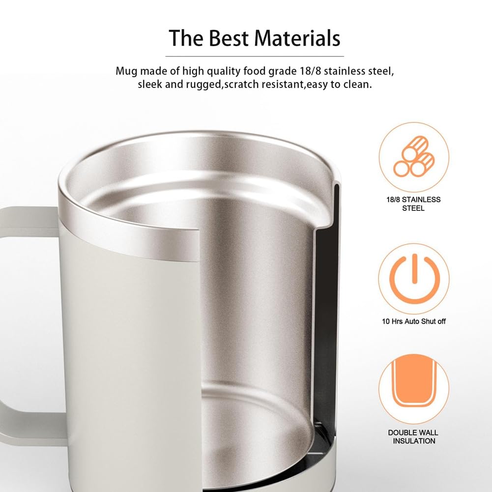 Tasse à Café Auto-Chauffante pour Bureau avec Arrêt Automatique Après 10 Heures, Ensemble de Réchauffeurs de Tasse Alimentés par USB.