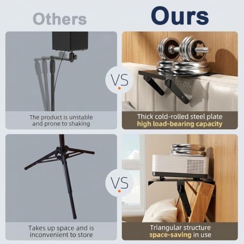 Image of ZORBES Metal Projector Stand Wall Mount No-Drill Ventilated Adjustable