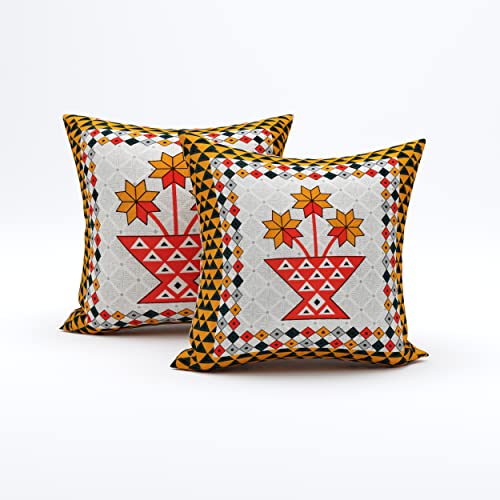Image of BLOCKS OF INDIA 200TC Diwan Set Cotton 8 Piece | Deewan Printed Bedsheet Sets for Living Room Hall (Set of 8 Piece, 1-Bed Sheet | 2-Bolster Cover | 5-Cushion Cover (Color 3)