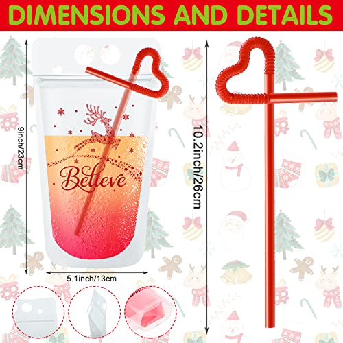 Set de 24 Bolsas para Bebidas Navideñas con Popote miniatura 2
