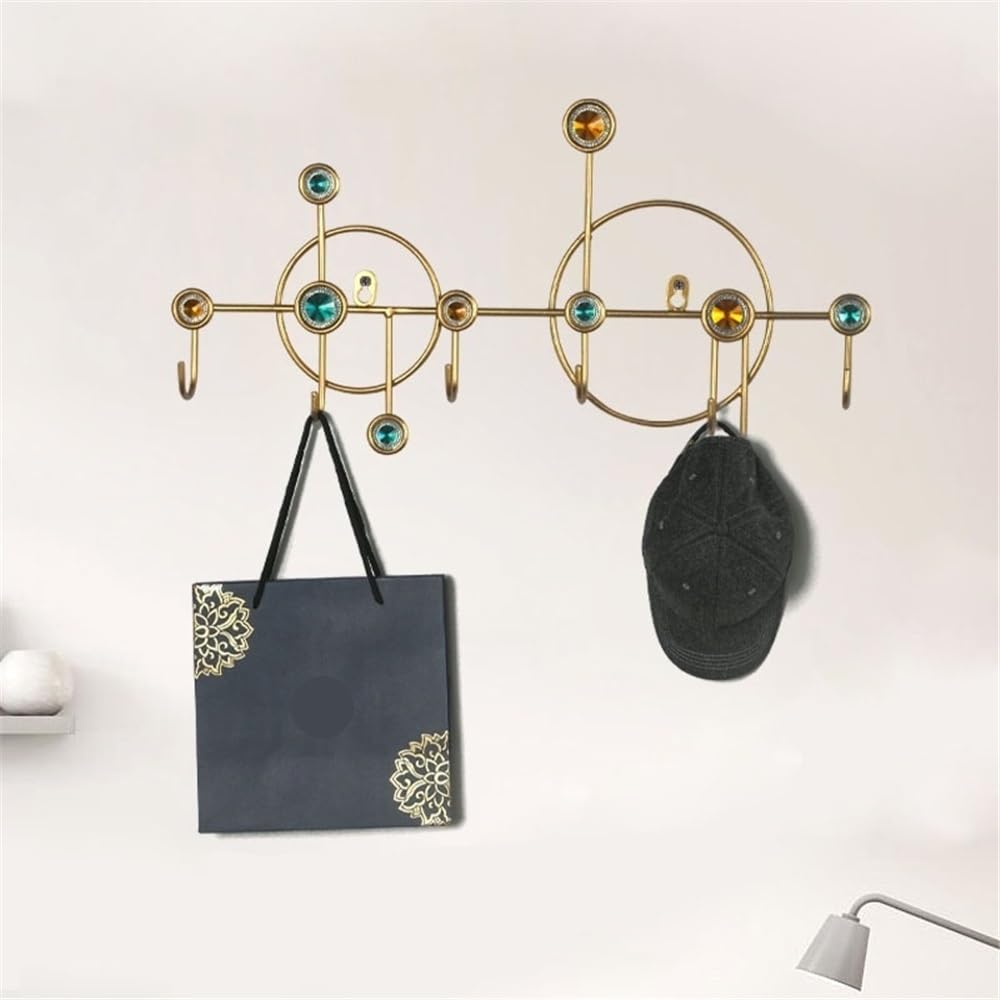 Kleiderhaken Wand Kreative Wandgarderobe mit 7 Haken, dekorativer Schlüssel-Kleiderhaken for Eingangsbereich, Schlafzimmer, Veranda Wandgarderobe(Gold)