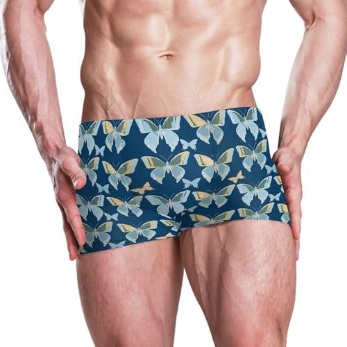 Butterfly Flowers Mens Swim Trunk Swimwear Bathing Suit Swim Brief Square Leg Board Short S B04039682