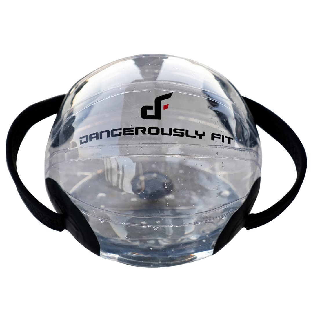 Dangerously Fit Aqua Ball - Use as a Medicine Ball, Kettlebell or Barbell for Strength, Core Training, Balance, Stability & Fitness Workouts. Fill Water up to 15kg, 35kg or 65kg!