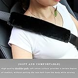 Soft Faux Sheepskin Seat Belt Shoulder Pad for a More Comfortable Driving, Compatible with Adults Youth Kids - Car, Truck, SUV, Airplane,Carmera Backpack Straps 2 Packs Black