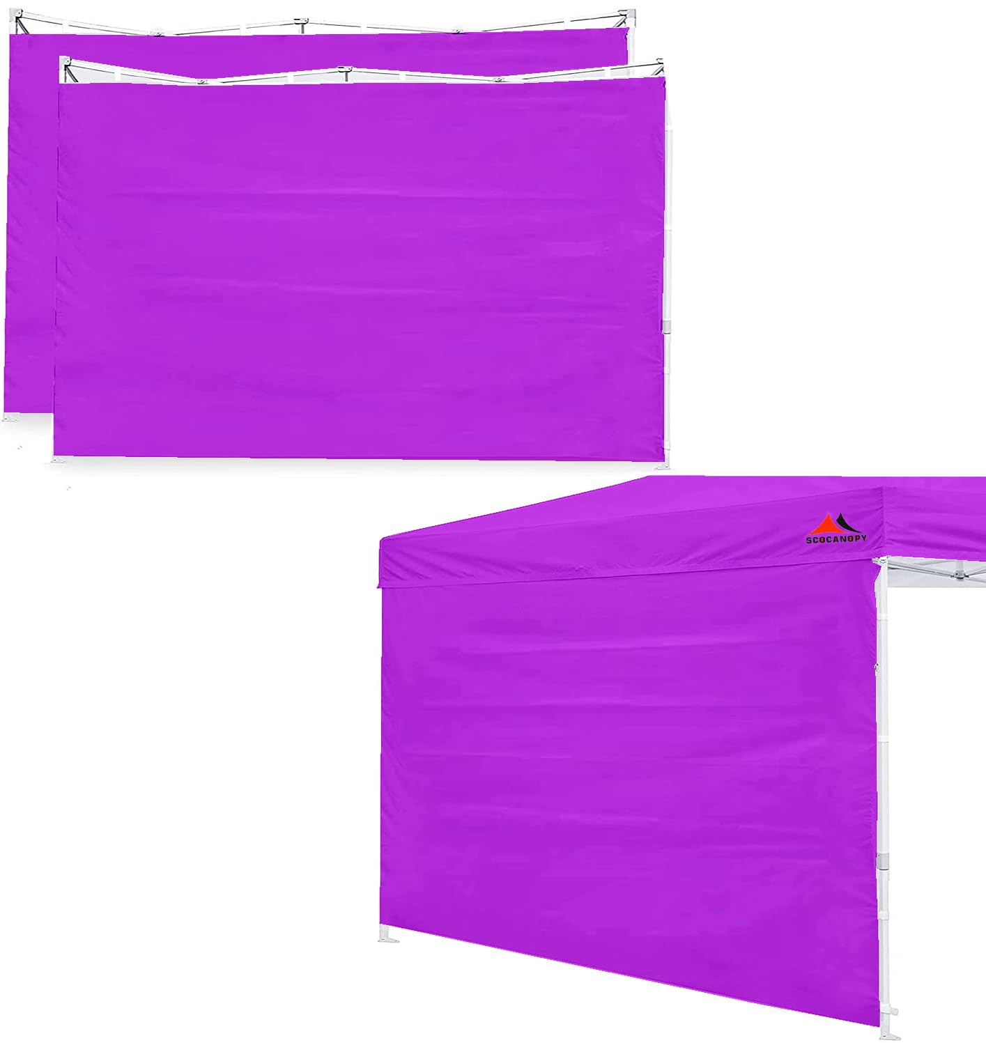 SCOCANOPY SunWall for 12x12 Pop Up Canopy Frame, 3 Pack SideWall Only (Purple)