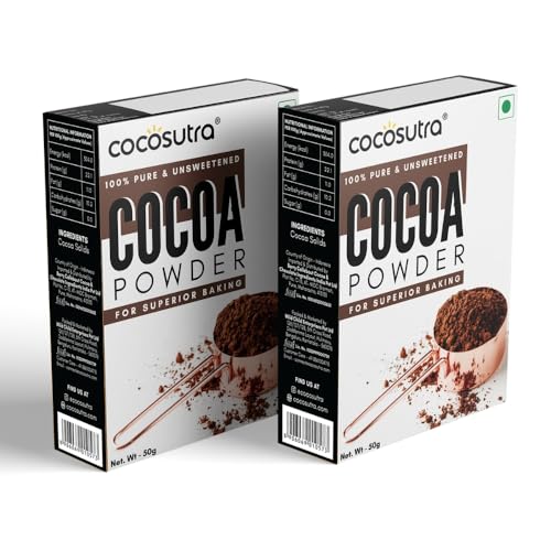 Image of Cocosutra Cocoa Powder, 100g, Unsweetened & Dark, Pack of 2 | 100% Cocoa, Natural Ingredients, Gluten Free, Keto Friendly, Perfect for Baking