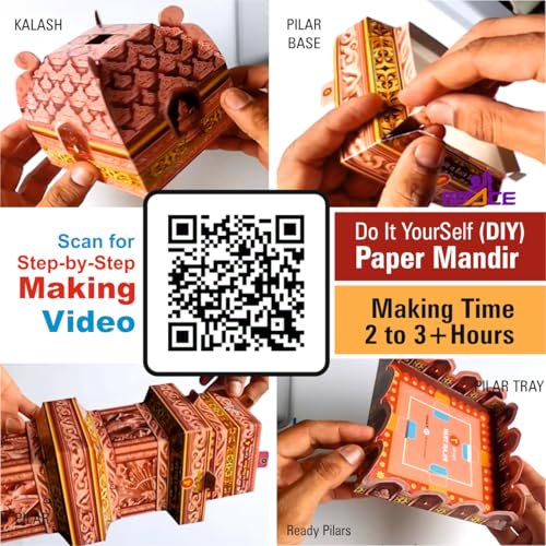 Image of Shree RAM MANDIR MAKHAR Decoration | Ganesh Jayanti | Ganesh Puja | Maghi Ganeshotsav | DIY Paper 3D Temple Decorations | for All Festivals | eco-Friendly |