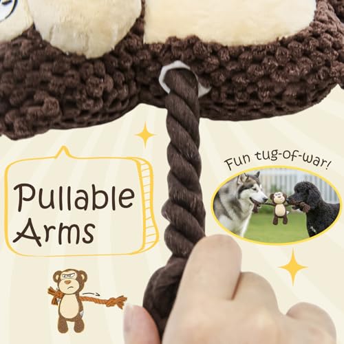 Juguete para perros mono marrón con cuerda y chirriador miniatura 4