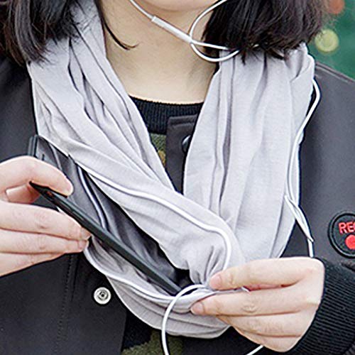 DECDEAL Lenço de bolso com zíper macio para mulheres moda outono inverno quente e sólido azul O ring