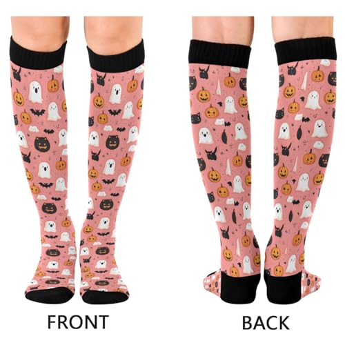 Girly Halloween Compression Sock for Women Men Support Knee High Socks Running,Nurses,Travel2