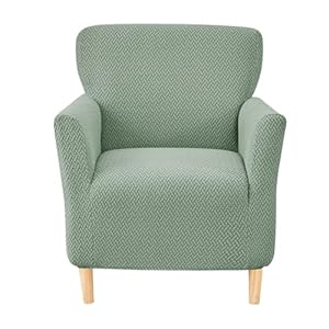 CRFATOP Stretch Mid Century Modern Armchair Slipcover 1-Piece Jacquard Accent Chair Covers with Arms Soft Chair Slipcovers for Living Room Furniture Protector Office Reception Reading Sofa,Green