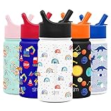 Simple Modern 14oz Summit Kids Water Bottle Thermos with Straw Lid - Dishwasher Safe Vacuum Insulated Double Wall Tumbler Travel Cup 18/8 Stainless Steel - Rainbow Dream (Simple Modern Kids)
