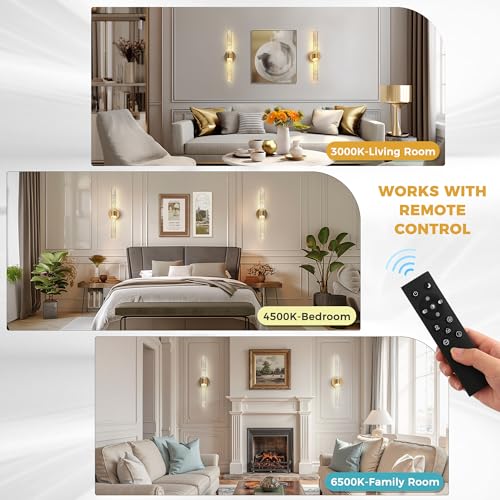 Image of DORESshop Battery Operated Wall Sconces Set of 2, 10000mAh Rechargeable Wall Sconce with Stone Pattern Acrylic, Dimmable Wireless Wall Sconce, Sconce Wall Decor for Living Room, Bedroom, Gold 21.4in