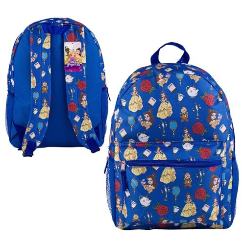 Beauty and the Beast Backpack for Girls Set - Bundle with 16" Princess Belle Backpack, Water Bottle, Stickers, and More | Beauty and the Beast Bag Disney4