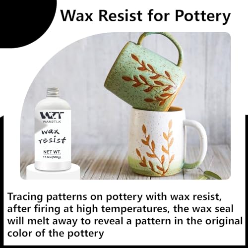 500g Wax Resist for Pottery Glaze, Tracing Patterns on Pottery with Wax Resist, After Firing at High Temperatures, The Wax Seal Will Melt Away to Reveal a Pattern in The Original Color of The Pottery