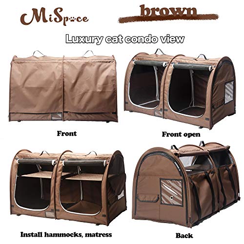Mispace Portable Cat Cage with Two Compartments - Easy to Fold and Carry - Comfortable Travel Cage for Puppy and Dog with Portable Carry Bag/Two Hammocks/Mat and Litter Tray - Image 6