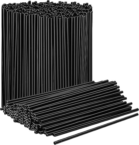Black Mini Drink Stirrers - 5 Inch Plastic Coffee & Cocktail Stirrer Straws (500 Straws)