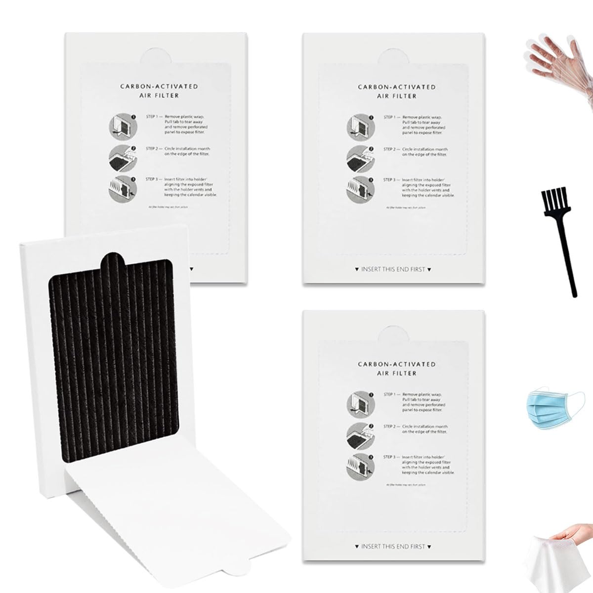 242061001 Refrigerator air filter for frigidaire gallery air filter replacement, Carbon Activated Filter replacement Compatible with pureair ultra frigidaire, Replace 242061001, 242047804 4-Pack