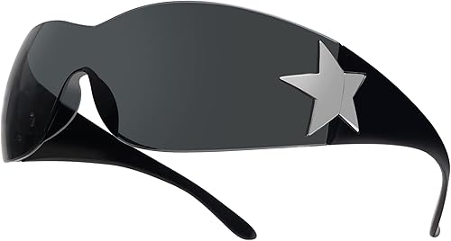 Allarallvr Gafas de sol Y2K para mujeres y hombres 2000S retro de moda sin montura envolvente alrededor de moda AR82141